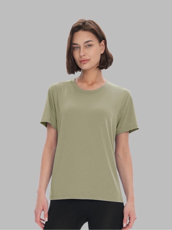 BAMBOO Tops - BAMBOO COOL Women's Short Slv. T Shirt Basic Tee Regular Fit Size Small Olive